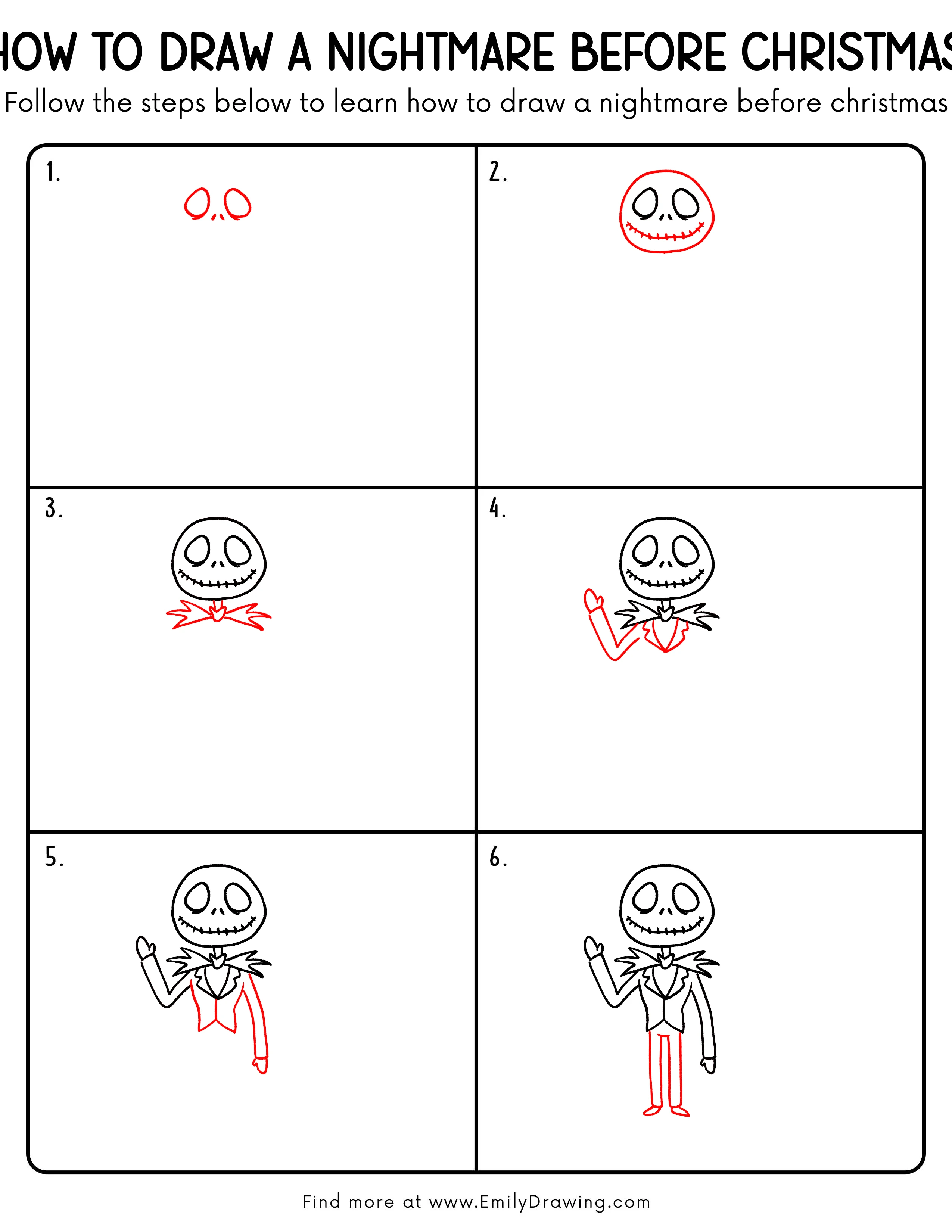 Printable Nightmare Before Christmas Drawing Guide